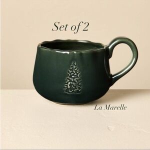 Set | 13.5oz Stoneware Debossed Tree Holiday Mug Green - Hearth & Hand™ Magnolia